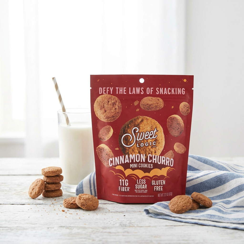 Cinnamon Churro mini cookies with a glass of milk