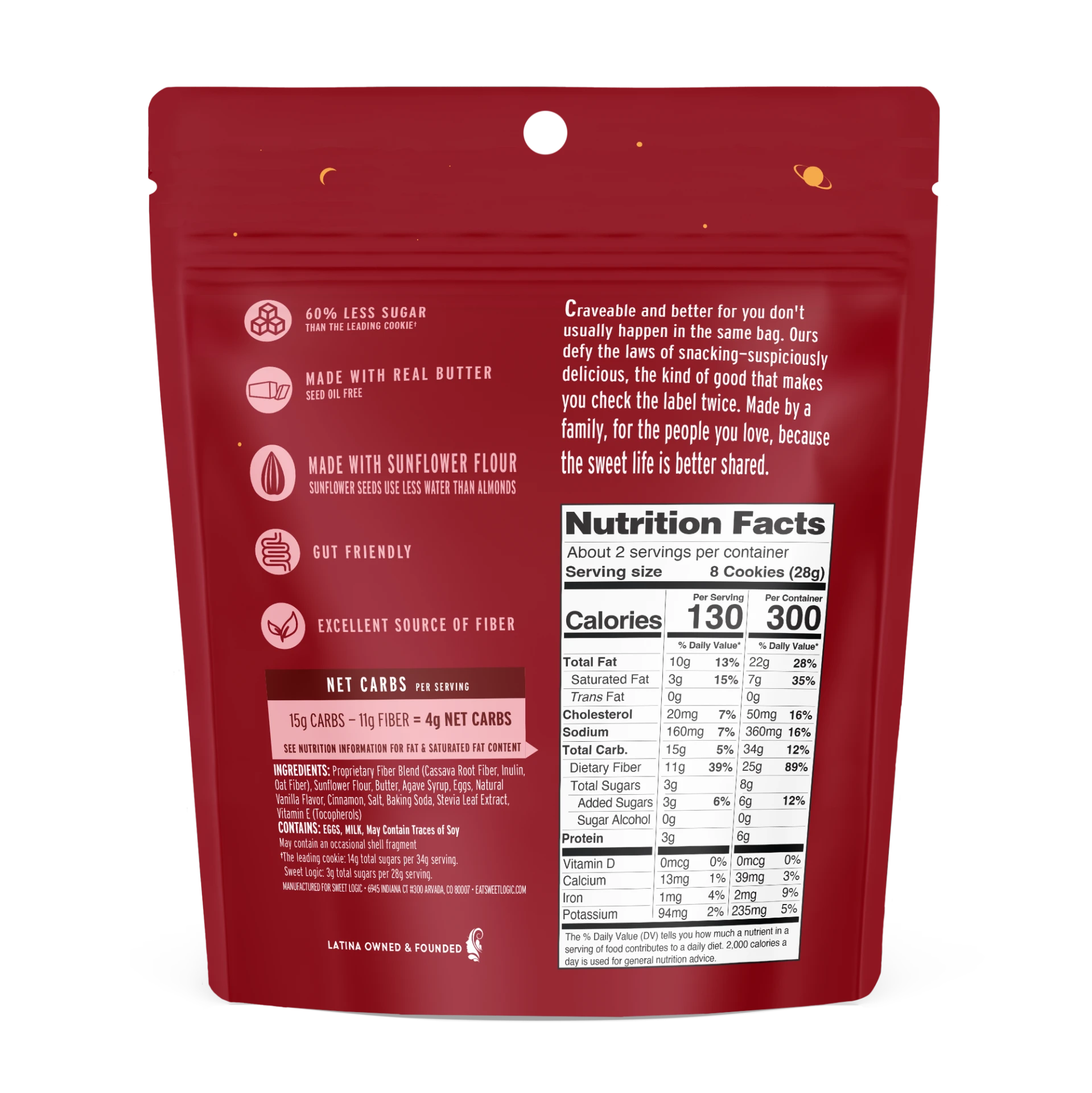 Cinnamon Churro back of pack showing nutrition facts and ingredients